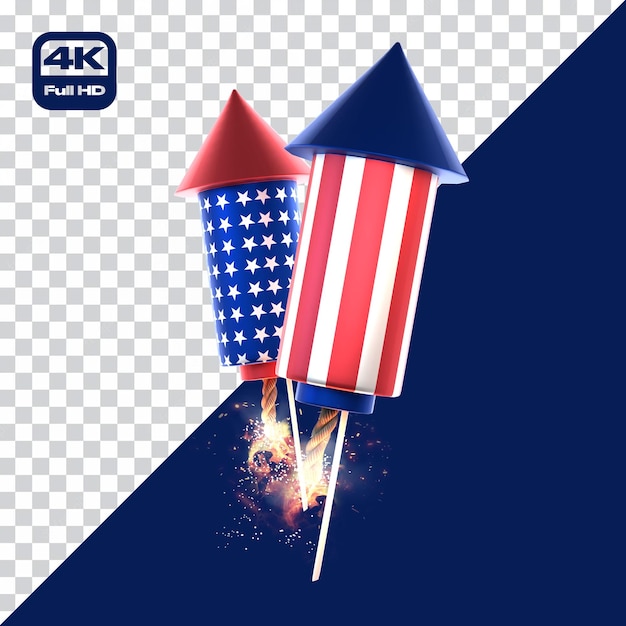 3d icon fireworks 4 de julio día de la independencia