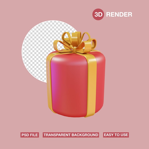 3d icon geschenkbox mit schönem goldband