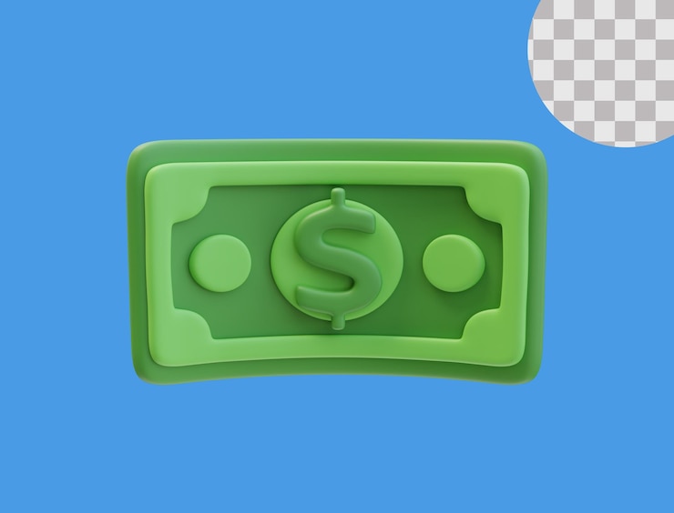 PSD 3d icon green wave twisted money banknote dollar sign money finance concept 3d illustration