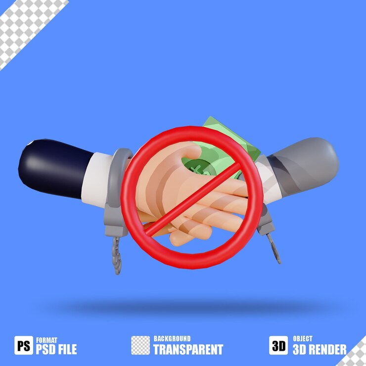 PSD 3d icon hand and money for anti corruption day 4