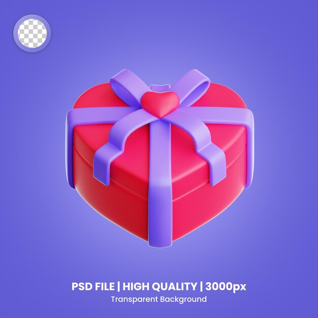 3D-Icon-Herz-Geschenkbox