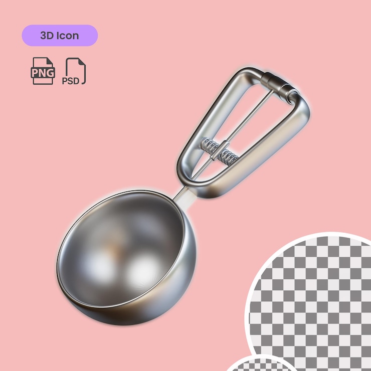 PSD 3d icon ice cream scoop premium psd suitable for website and others