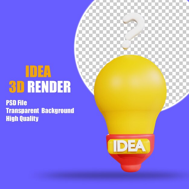 PSD 3d icon idea lamp amarelo