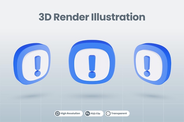 3d-icon-illustration ausrufezeichen isoliert