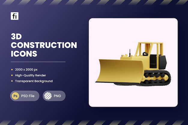 PSD 3d-icon-illustration bulldozer