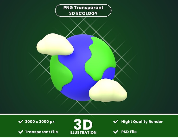 PSD 3d icon illustration earth