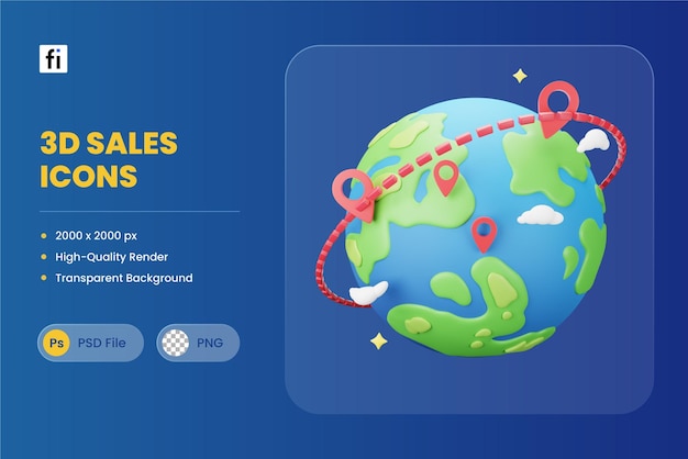 3D-Icon-Illustration-Globus