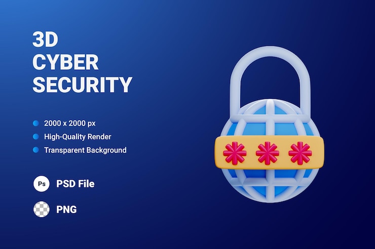 PSD 3d icon illustration password encrypted