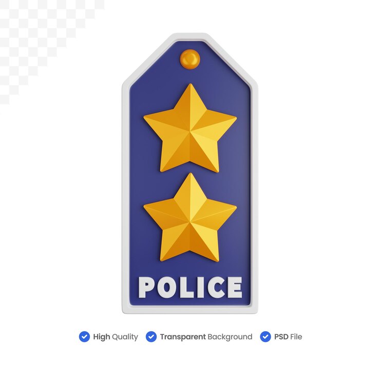PSD 3d icon illustration two star police rank