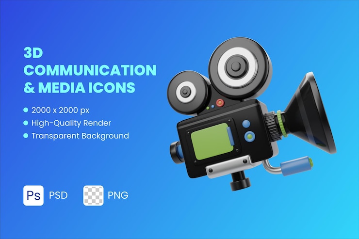 PSD 3d icon illustration video camera