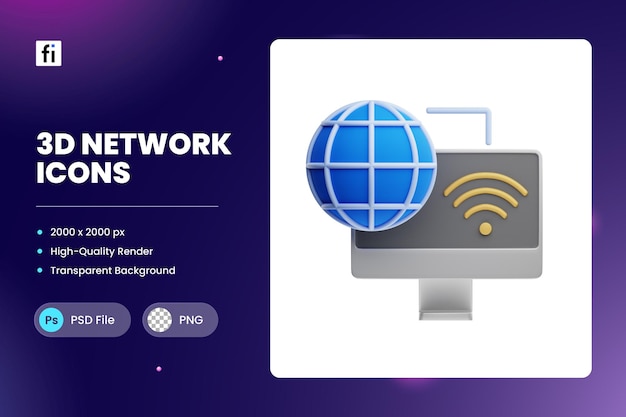 PSD 3d-icon-illustration wide area network