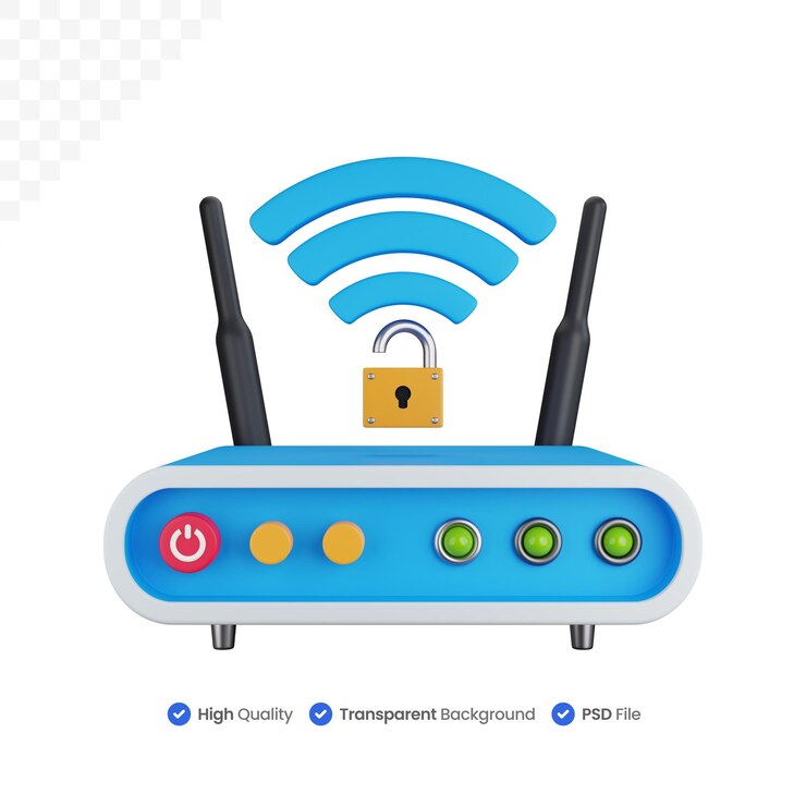 PSD 3d icon illustration wifi router with open network