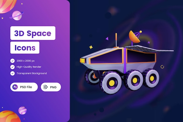 3d-icon-illustrationen space rover