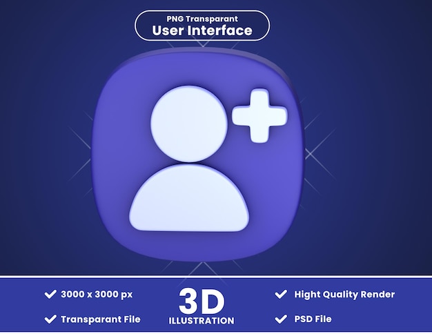 PSD 3d icon iluustration añadir amigo