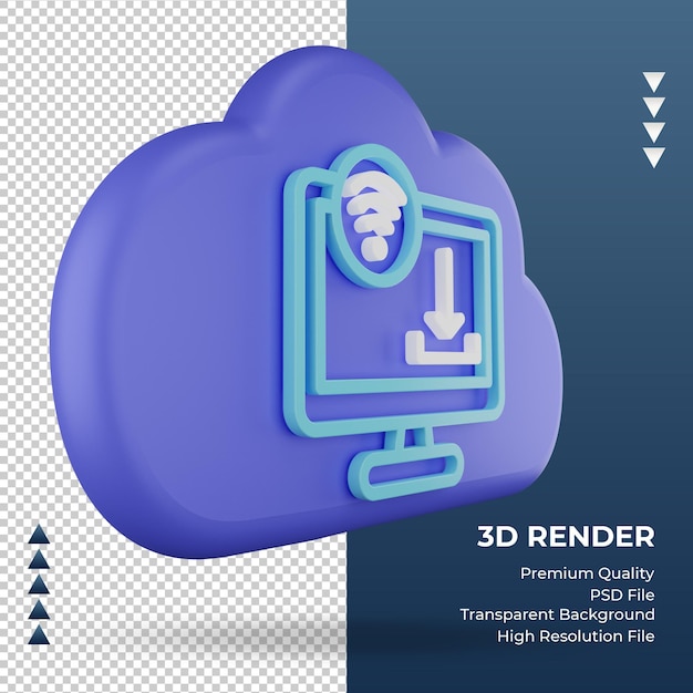 3d icon internet cloud baixar sinal renderização vista esquerda