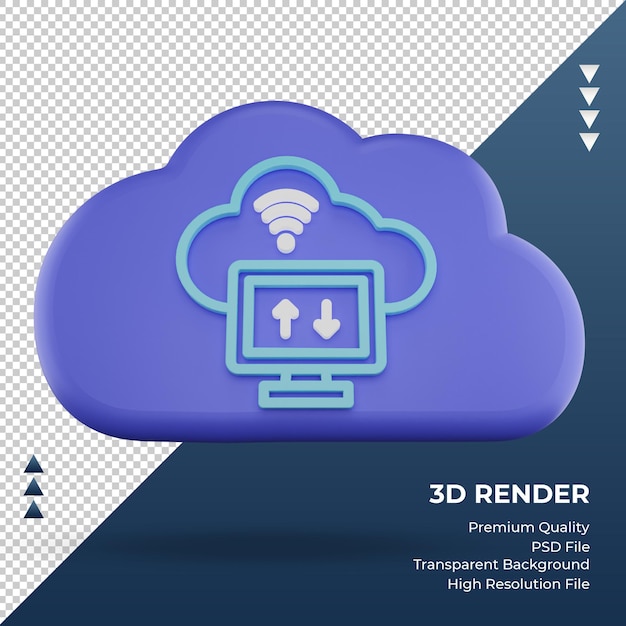 3d icon internet cloud Cloud Storage sign rendering front view
