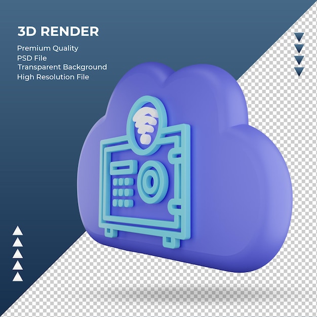 3d icon internet cloud Safebox sign rendering right view