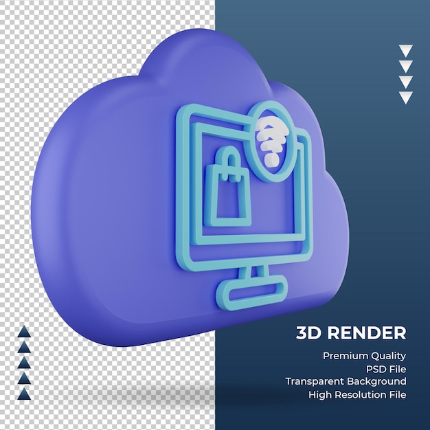 3d icon internet cloud Shopping Online  sign rendering left view