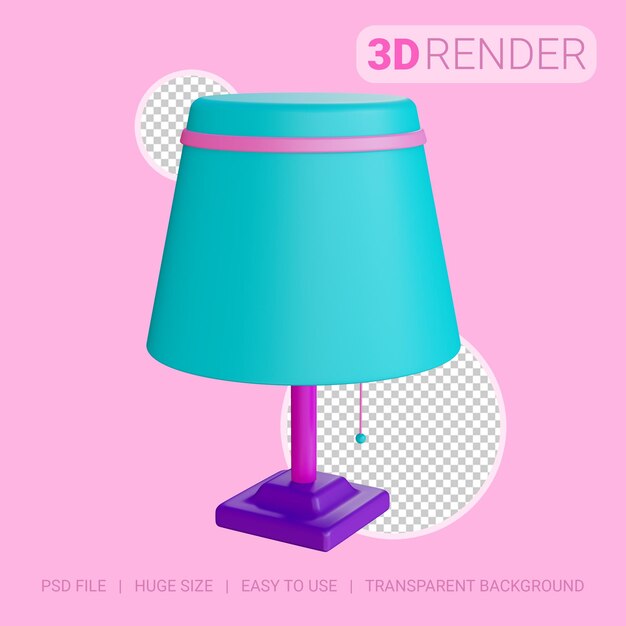 3D Icon Nachttischlampe mit transparentem Hintergrund