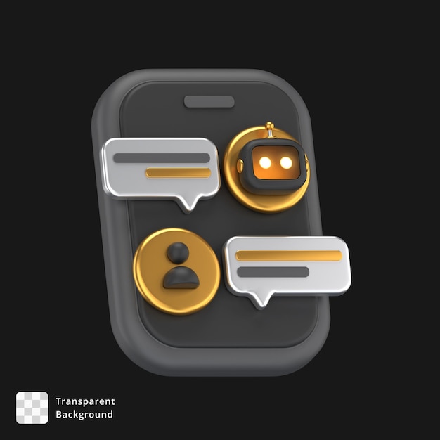 3D Icon of an ai chatbot conversation on a mobile phone