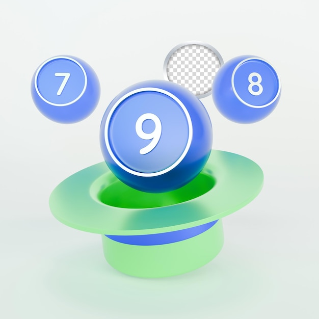 3D Icon Of Bingo Lottery Balls and Top Magic Hat