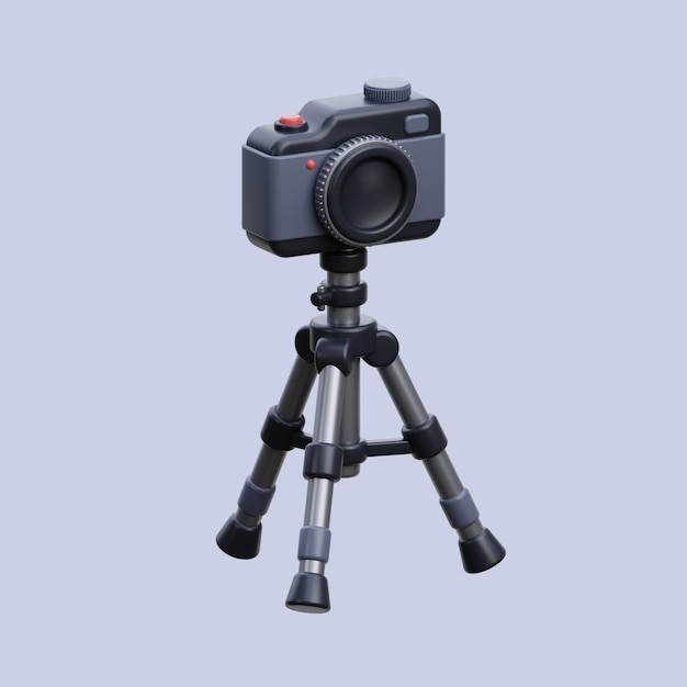 3d icon of camera with tripod camera 3d icon illustration camera with tripod 3d icon