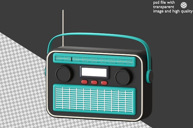 3D Icon Radio Ilusatrazione con uno sfondo trasparente