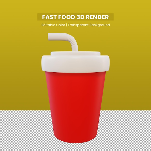 3D-Icon-Render für Soda-Fast-Food