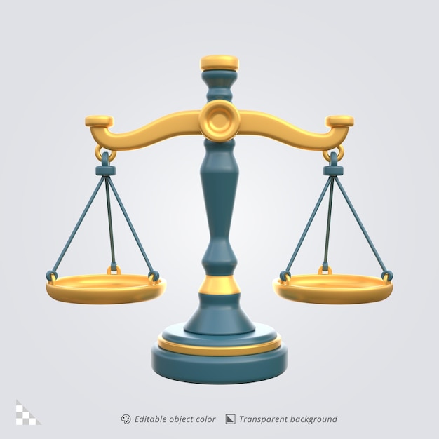3D-Icon-Rendering einer Justizwaage