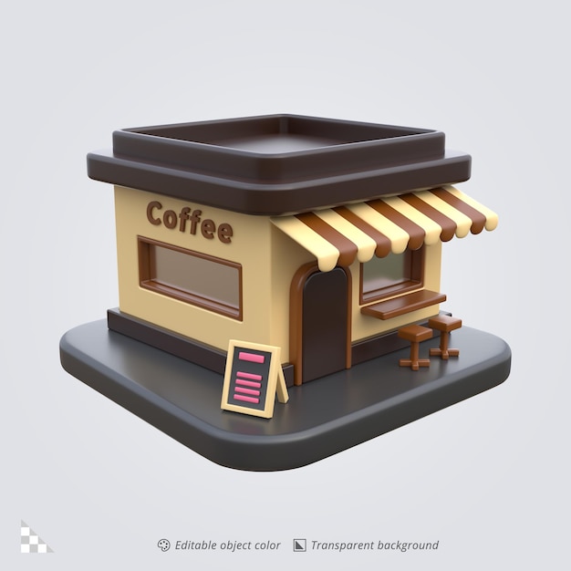 3D-Icon-Rendering eines Cafés