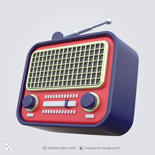 3D-Icon-Rendering eines Retro-Radios
