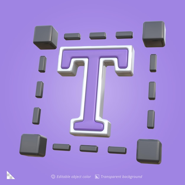 3D-Icon-Rendering eines Textwerkzeugs für grafisches Design
