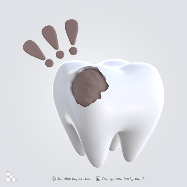 3D-Icon-Rendering eines Zahnhöhlungsproblems