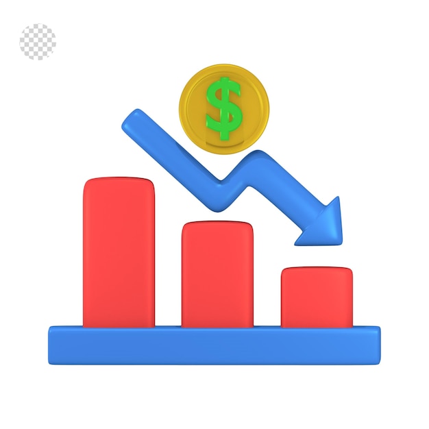 PSD 3d icon rendering ilustración economía de pago en línea abajo