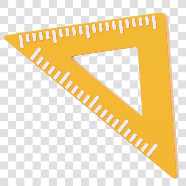 3D-Icon-Rendering mit Tri-Ruler mit isoliertem durchsichtigem Hintergrund