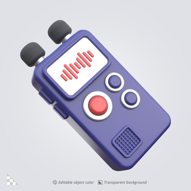PSD 3d icon rendering of a journalist audio recorder