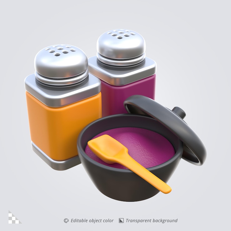 PSD 3d icon rendering of a salt and pepper seasoning shakers