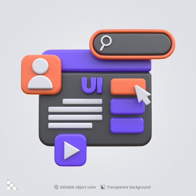3D Icon Rendering of UI Software Design