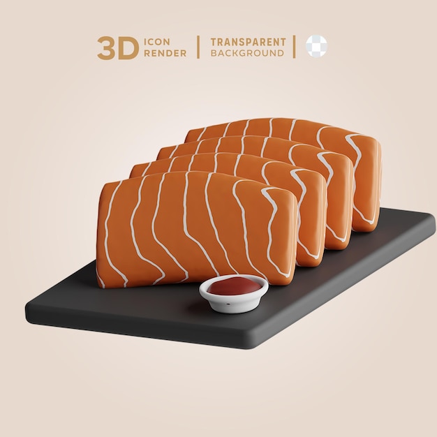 PSD 3d-icon sashimi japanische lebensmittel-illustration