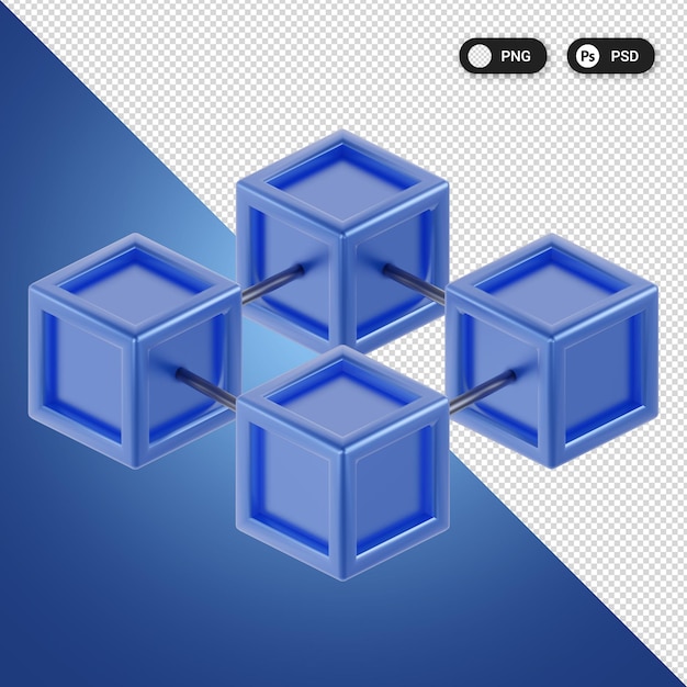 3D-Icon-Set für Blockchain-Technologie