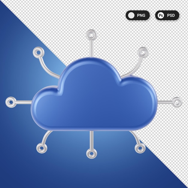 3D-Icon-Set für Cloud-Netzwerktechnologie
