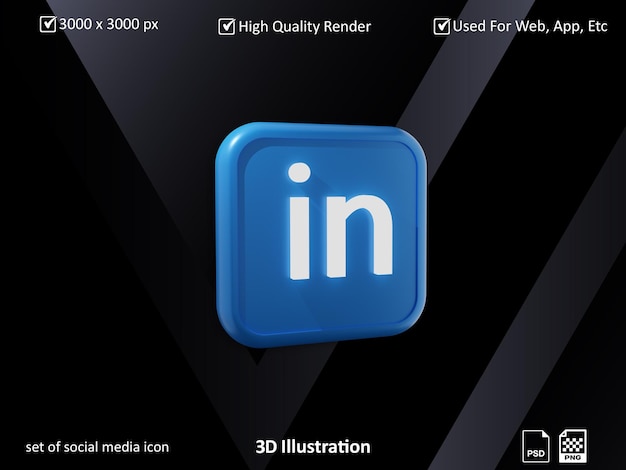 PSD 3d-icon-set von social media linkedin