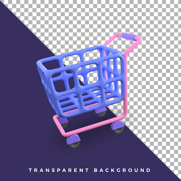3d icon shopping trolley illustration colorful  isolated object assets high quality