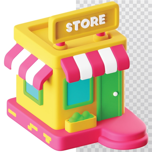 3D Icon Storefront Illustration