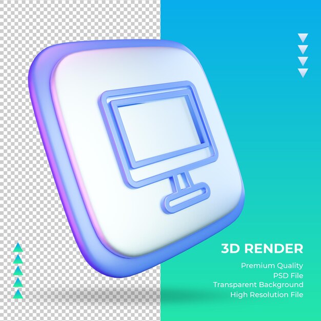 3d icon university computer sign rendering left view