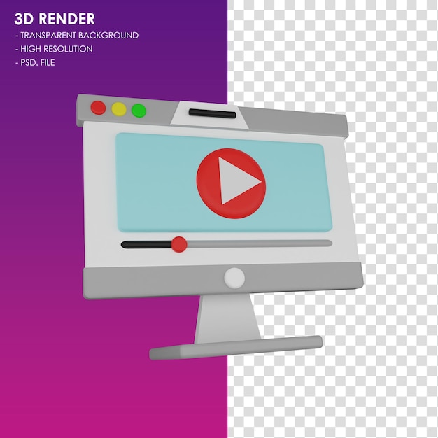 3d icon video play