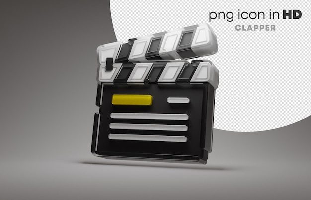 3D icon with transparent background - clapper (left)
