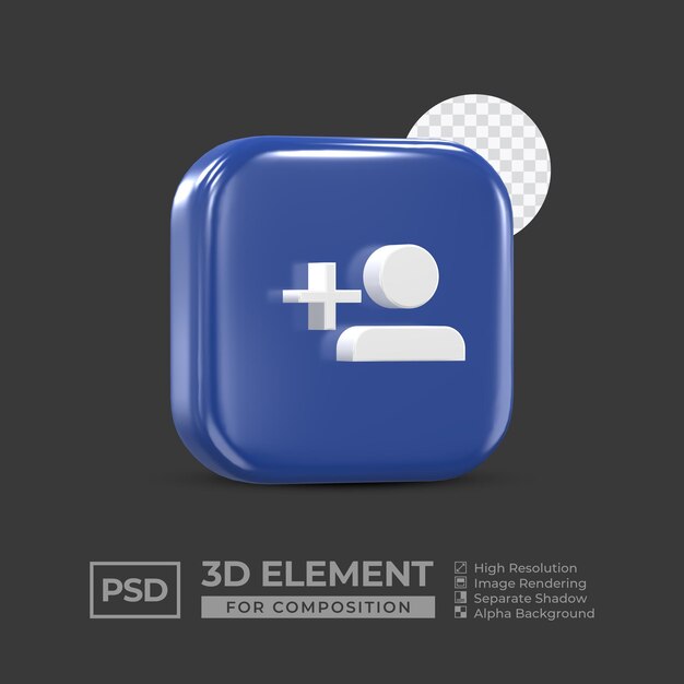 3d icona elemento social media per composizione premium psd