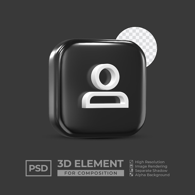 3d icona elemento social media per composizione premium psd