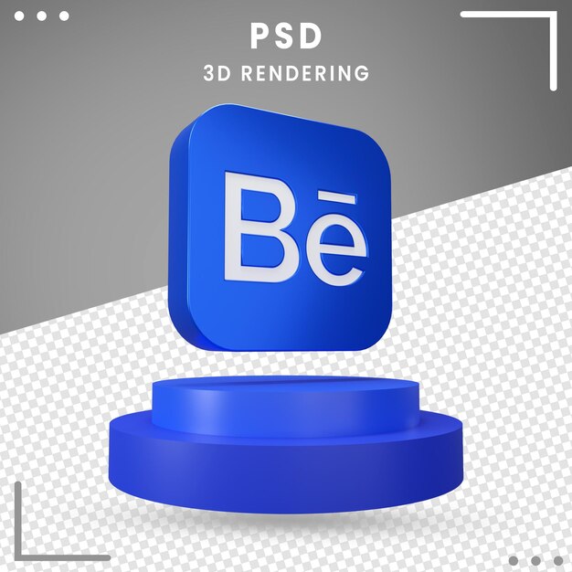 3D Icona Ruotata Logo Behance Rendering Isolato